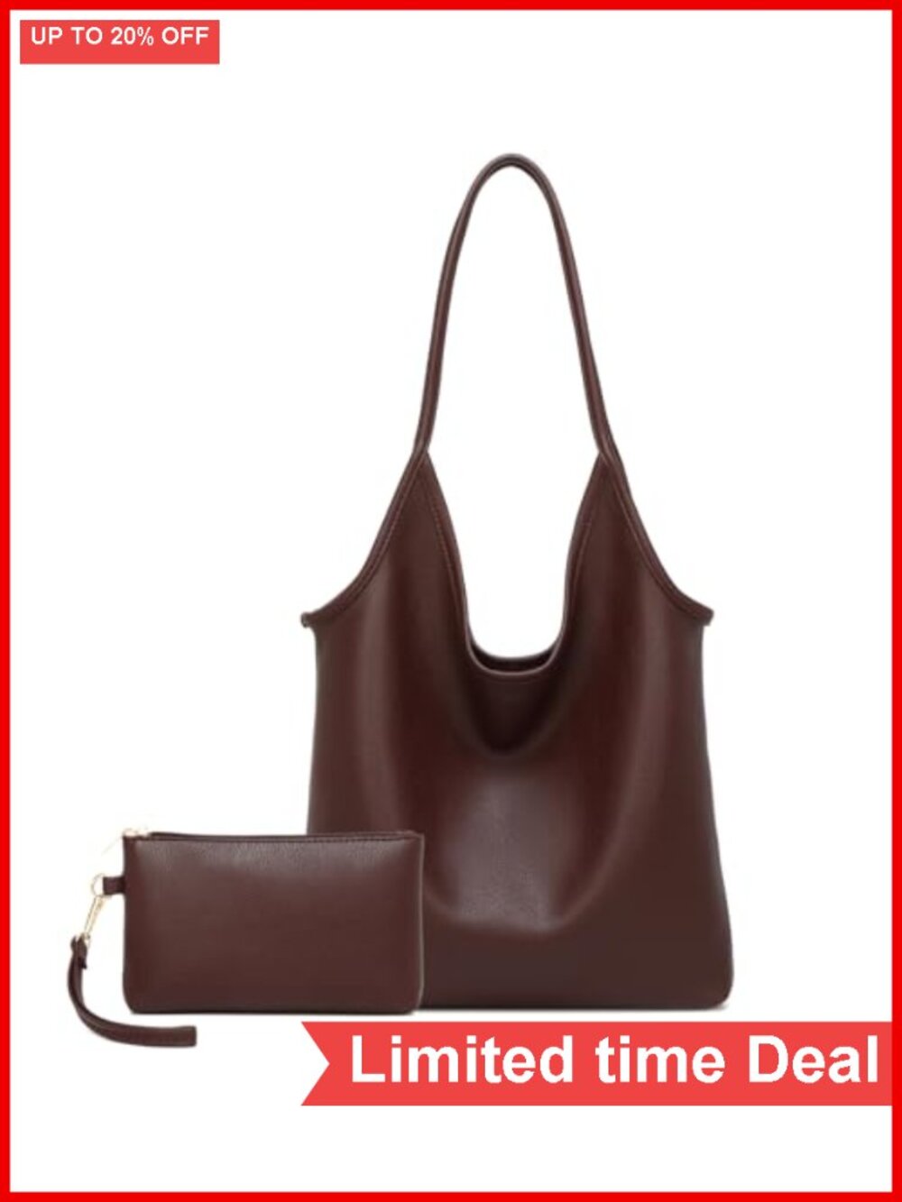 Large Slouchy Hobo Shoulder Bag Women Soft Vegan Leather Purse Handbag